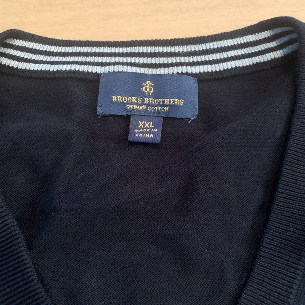Brooks Brothers Dark Blue V-Neck Sweater